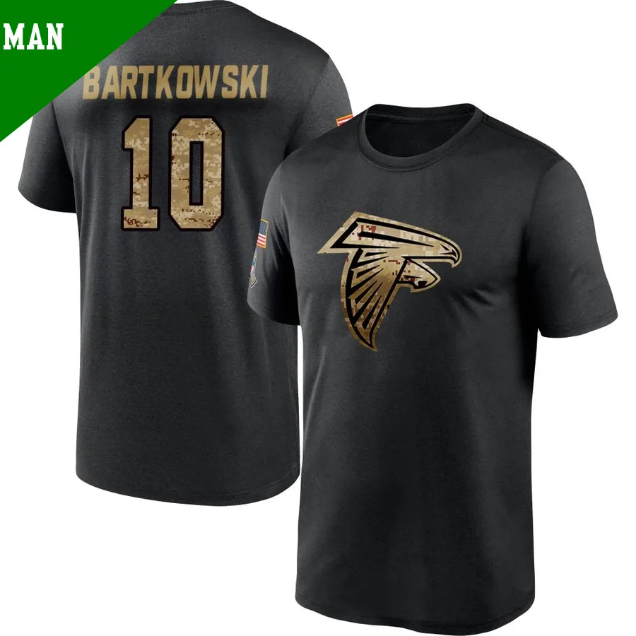 Men's ＃10 Steve Bartkowski Atlanta Falcons Black 2020 Salute To Service Performance T-Shirt