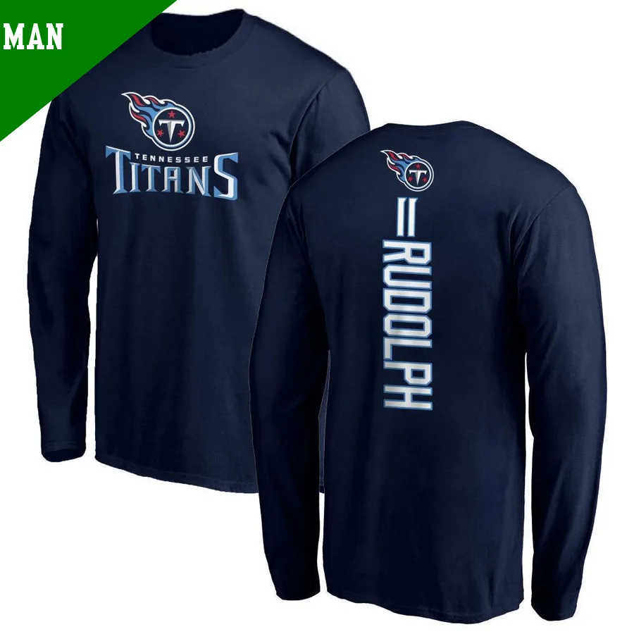 Men's ＃11 Mason Rudolph Tennessee Titans Navy Backer Long Sleeve T-Shirt