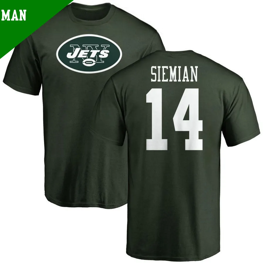 Men's ＃14 Trevor Siemian New York Jets Green Name & Number Logo T-Shirt