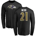 Men's ＃21 Lardarius Webb Baltimore Ravens Black Name & Number Logo Long Sleeve T-Shirt