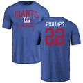 Men's ＃22 Dru Phillips New York Giants Royal Distressed Name & Number T-Shirt
