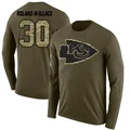 Men's ＃30 Christian Roland-Wallace Kansas City Chiefs Olive Legend Salute to Service Sideline Long Sleeve T-Shirt
