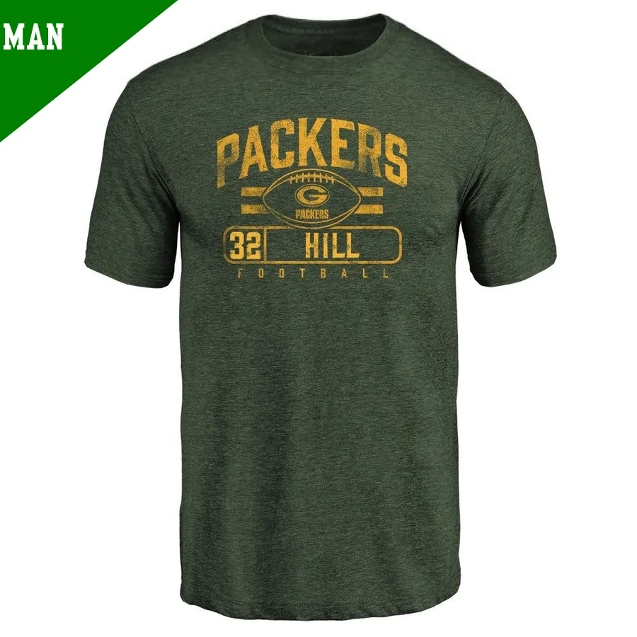 Men's ＃32 Kylin Hill Green Bay Packers Green Flanker T-Shirt
