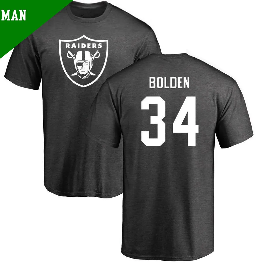 Men's ＃34 Brandon Bolden Las Vegas Raiders One Color T-Shirt Ash