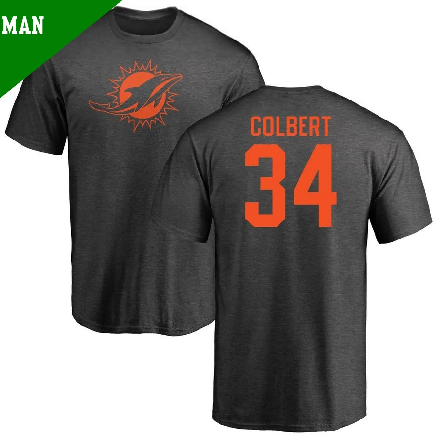 Men's ＃34 Jordan Colbert Miami Dolphins One Color T-Shirt Ash