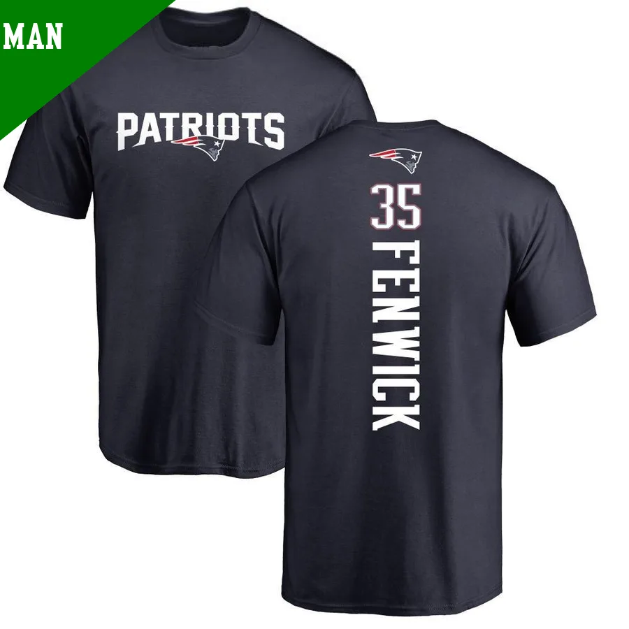 Men's ＃35 Deshaun Fenwick New England Patriots Navy Backer T-Shirt