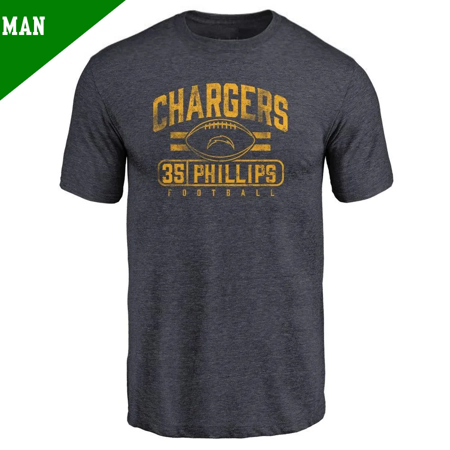 Men's ＃35 Jalyn Phillips Los Angeles Chargers Navy Flanker T-Shirt