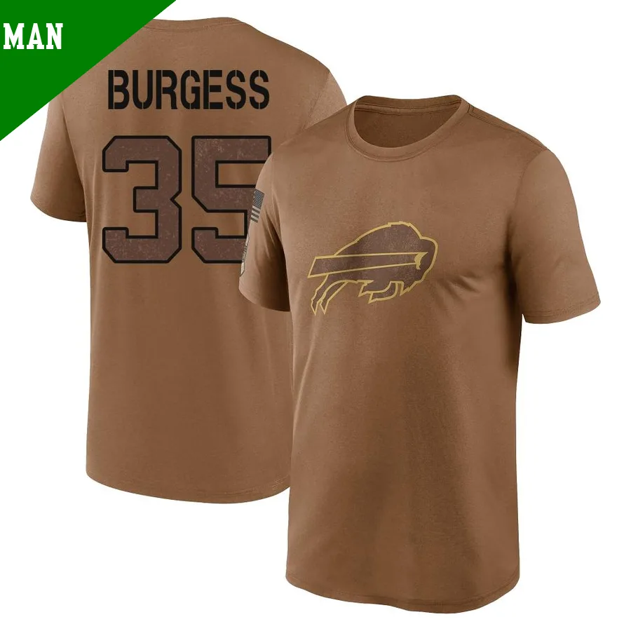 Men's ＃35 Terrell Burgess Buffalo Bills Brown Legend 2023 Salute To Service Performance T-Shirt