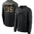 Men's ＃36 Ja'Sir Taylor Los Angeles Chargers Black 2020 Salute To Service Sideline Performance Long Sleeve T-Shirt