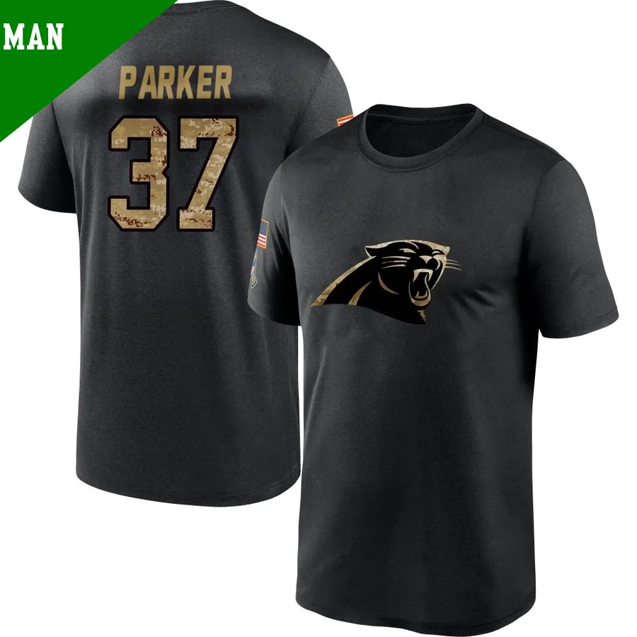 Men's ＃37 AJ Parker Carolina Panthers Black 2020 Salute To Service Performance T-Shirt