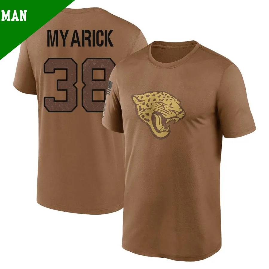 Men's ＃38 Chris Myarick Jacksonville Jaguars Brown Legend 2023 Salute To Service Performance T-Shirt