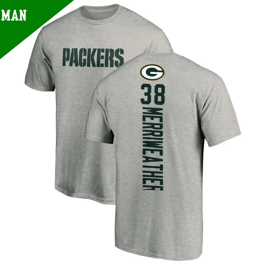 Men's ＃38 Ellis Merriweather Green Bay Packers Backer T-Shirt Ash