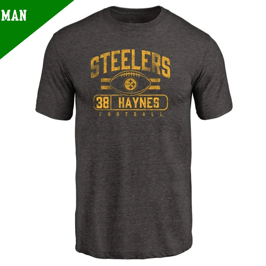 Men's ＃38 Marcus Haynes Pittsburgh Steelers Black Flanker T-Shirt