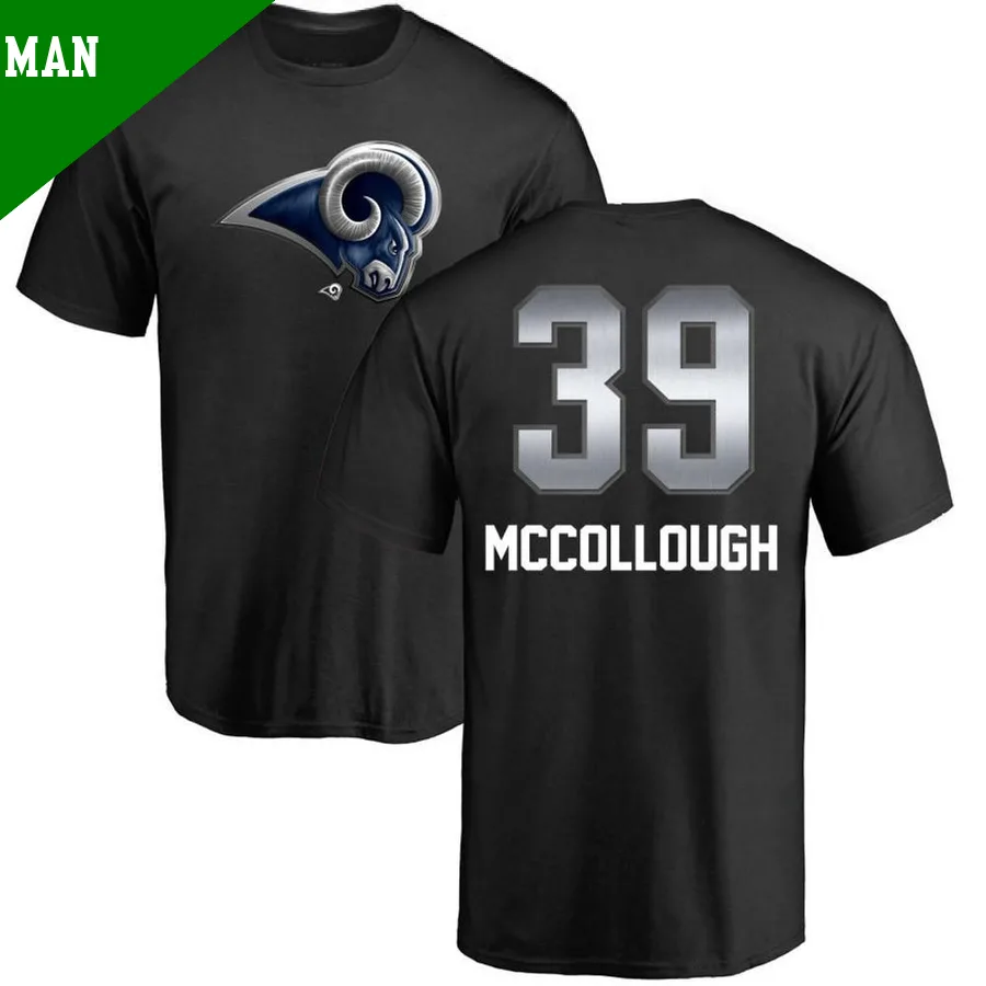 Men's ＃39 Jaylen McCollough Los Angeles Rams Black Midnight Mascot T-Shirt