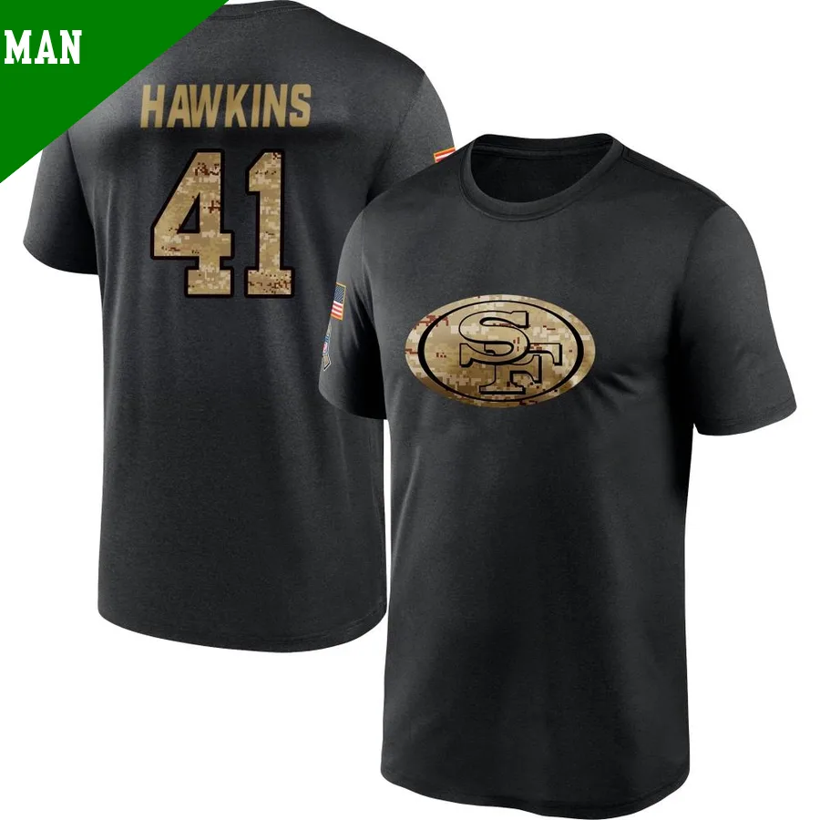 Men's ＃41 Tayler Hawkins San Francisco 49ers Black 2020 Salute To Service Performance T-Shirt
