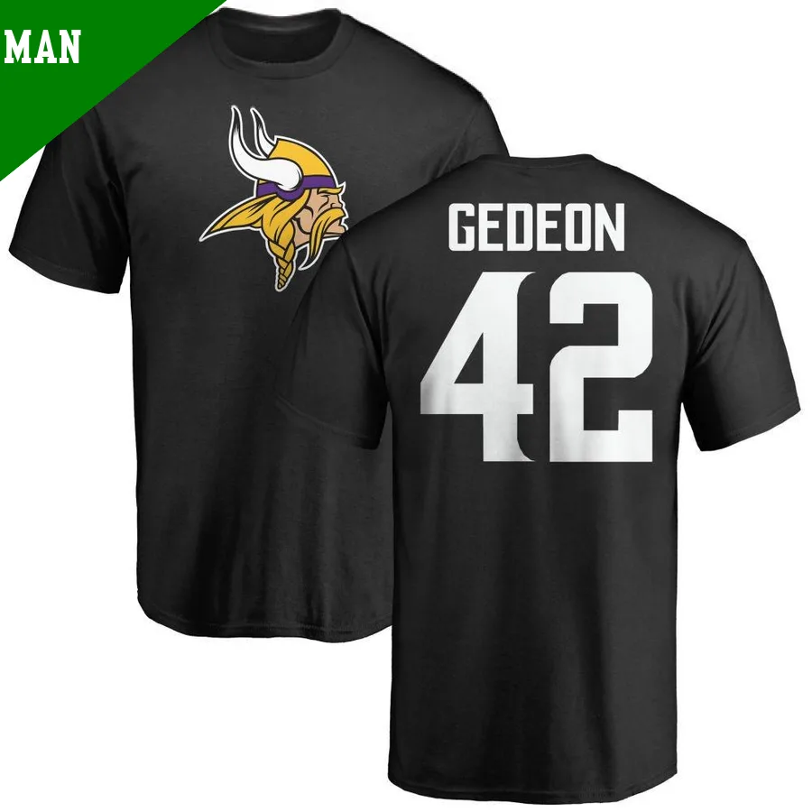 Men's ＃42 Ben Gedeon Minnesota Vikings Black Name & Number Logo T-Shirt