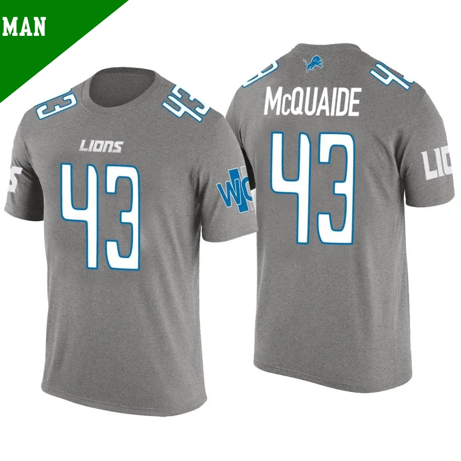 Men's ＃43 Jake McQuaide Detroit Lions Gray Legend Color Rush T-Shirt