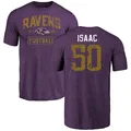 Men's ＃50 Adisa Isaac Baltimore Ravens Purple Distressed Name & Number T-Shirt