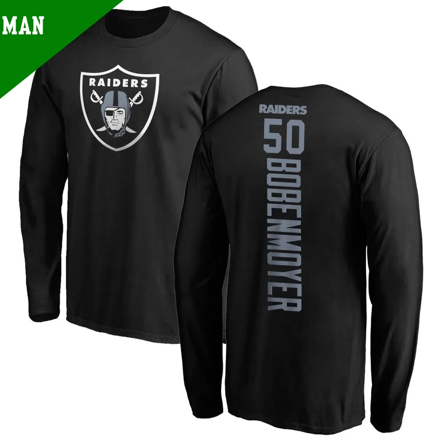 Men's ＃50 Jacob Bobenmoyer Las Vegas Raiders Black Backer Long Sleeve T-Shirt