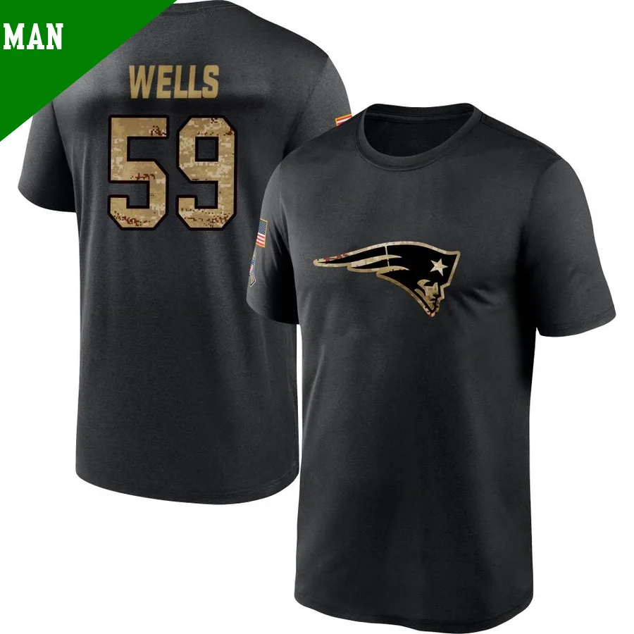 Men's ＃59 Carson Wells New England Patriots Black 2020 Salute To Service Performance T-Shirt