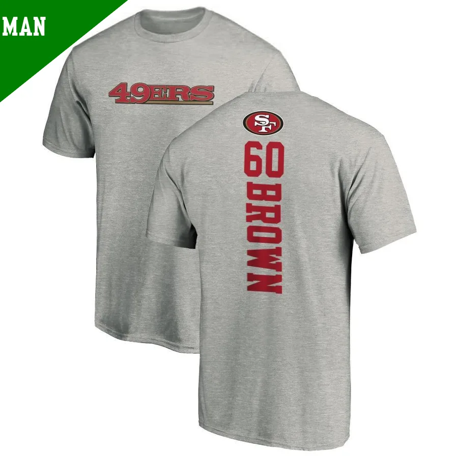 Men's ＃60 Shakel Brown San Francisco 49ers Backer T-Shirt Ash