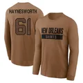 Men's ＃61 Sincere Haynesworth New Orleans Saints Brown 2023 Salute To Service Long Sleeve T-Shirt