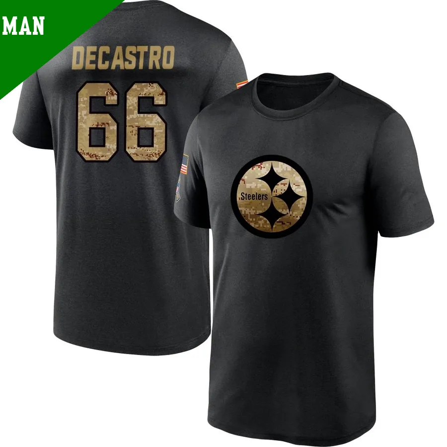 Men's ＃66 David DeCastro Pittsburgh Steelers Black 2020 Salute To Service Performance T-Shirt