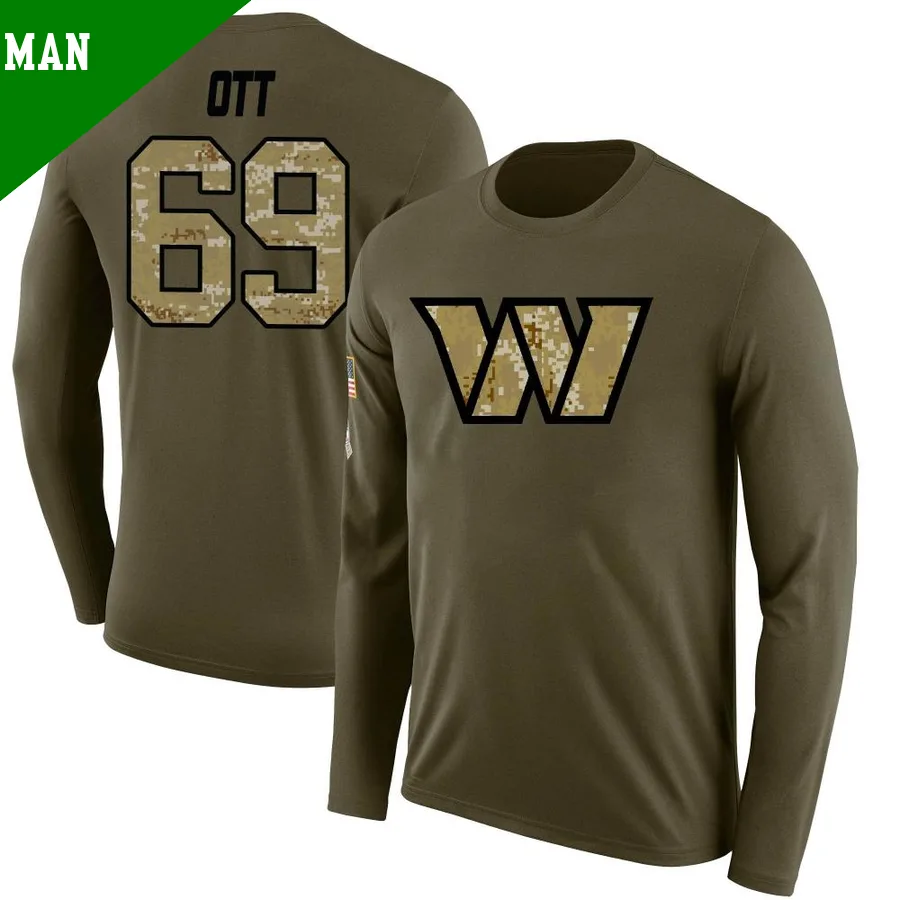 Men's ＃69 Tyler Ott Washington Commanders Olive Legend Salute to Service Sideline Long Sleeve T-Shirt