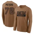 Men's ＃70 Jason Peters Seattle Seahawks Brown 2023 Salute To Service Long Sleeve T-Shirt