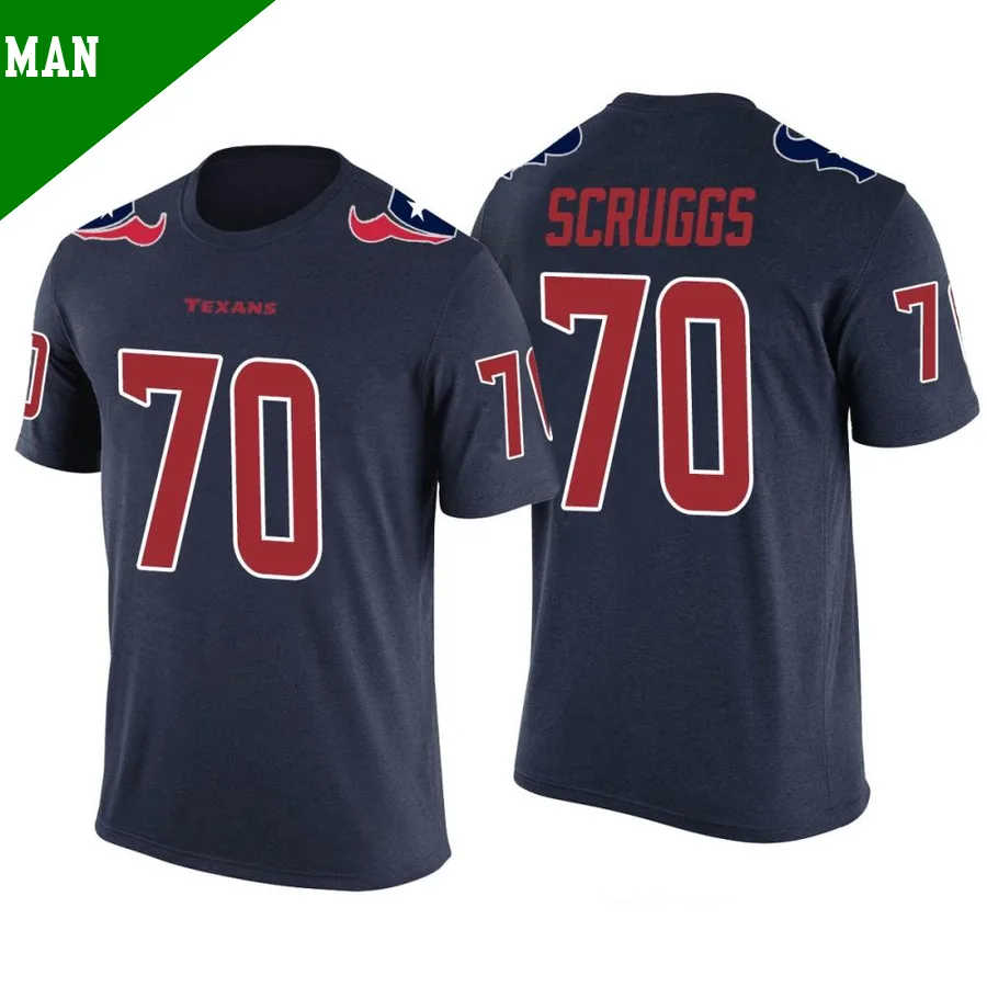 Men's ＃70 Juice Scruggs Houston Texans Navy Legend Color Rush T-Shirt