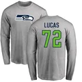 Men's ＃72 Abraham Lucas Seattle Seahawks Name & Number Logo Long Sleeve T-Shirt Ash