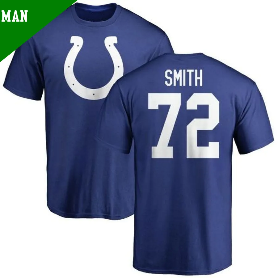 Men's ＃72 Braden Smith Indianapolis Colts Royal Logo T-Shirt