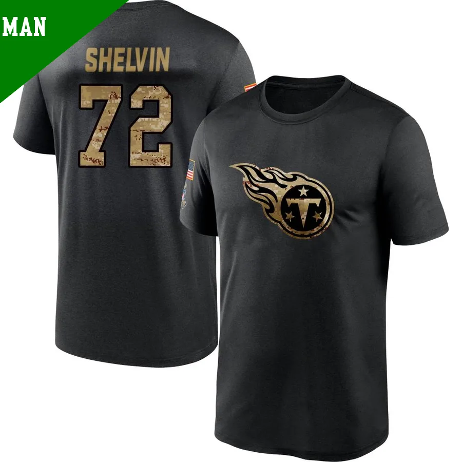 Men's ＃72 Tyler Shelvin Tennessee Titans Black 2020 Salute To Service Performance T-Shirt