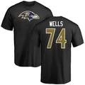 Men's ＃74 Josh Wells Baltimore Ravens Black Name & Number Logo T-Shirt