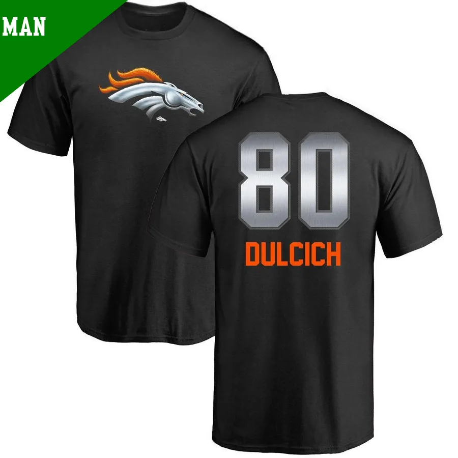 Men's ＃80 Greg Dulcich Denver Broncos Black Midnight Mascot T-Shirt