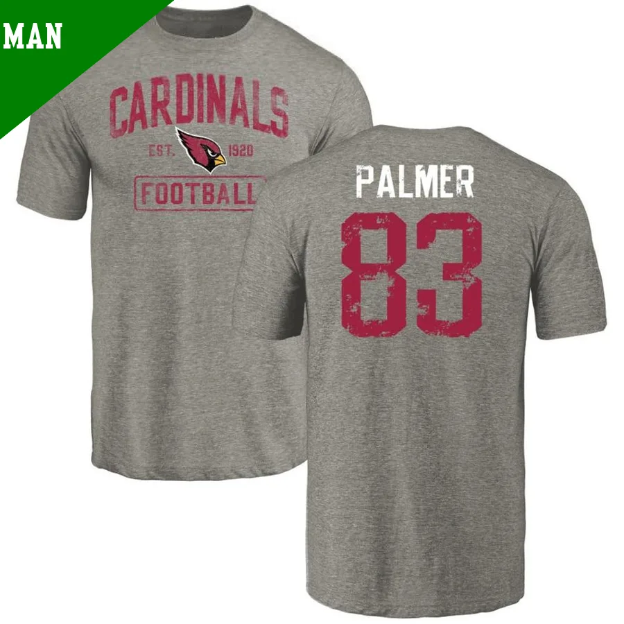 Men's ＃83 Tejhaun Palmer Arizona Cardinals Gray Distressed Name & Number T-Shirt