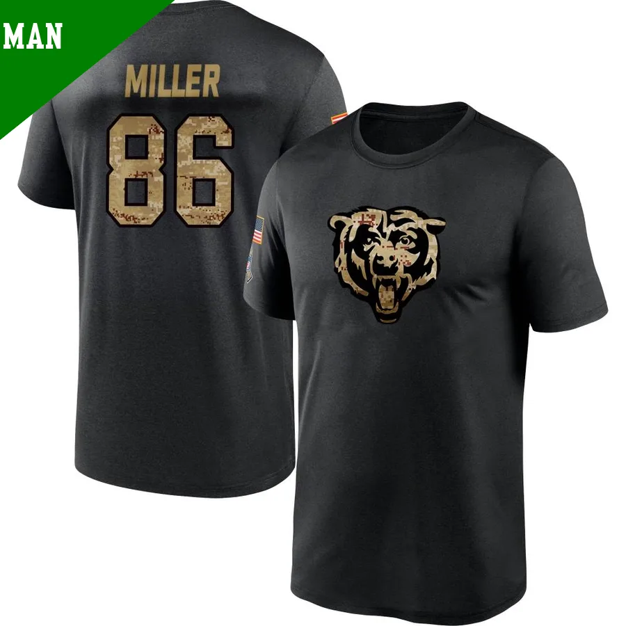 Men's ＃86 Zach Miller Chicago Bears Black 2020 Salute To Service Performance T-Shirt