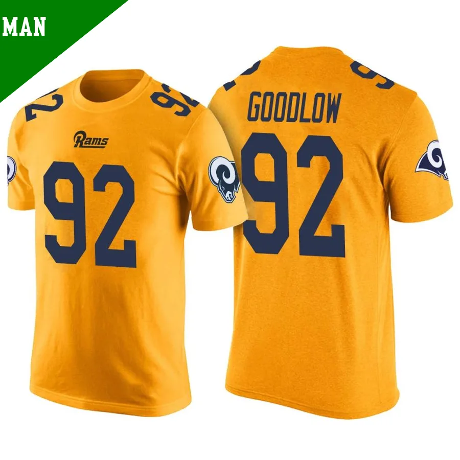 Men's ＃92 Anthony Goodlow Los Angeles Rams Yellow Legend Color Rush T-Shirt
