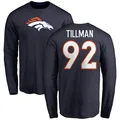 Men's ＃92 Dondrea Tillman Denver Broncos Navy Name & Number Logo Long Sleeve T-Shirt