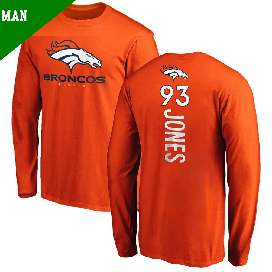 Men's ＃93 D.J. Jones Denver Broncos Orange Backer Long Sleeve T-Shirt