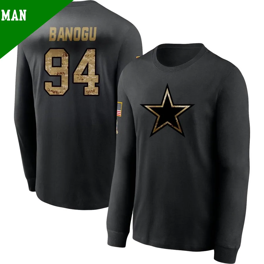 Men's ＃94 Ben Banogu Dallas Cowboys Black 2020 Salute To Service Sideline Performance Long Sleeve T-Shirt