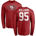 Men's ＃95 Nick Williams San Francisco 49ers Red Name & Number Logo Long Sleeve T-Shirt