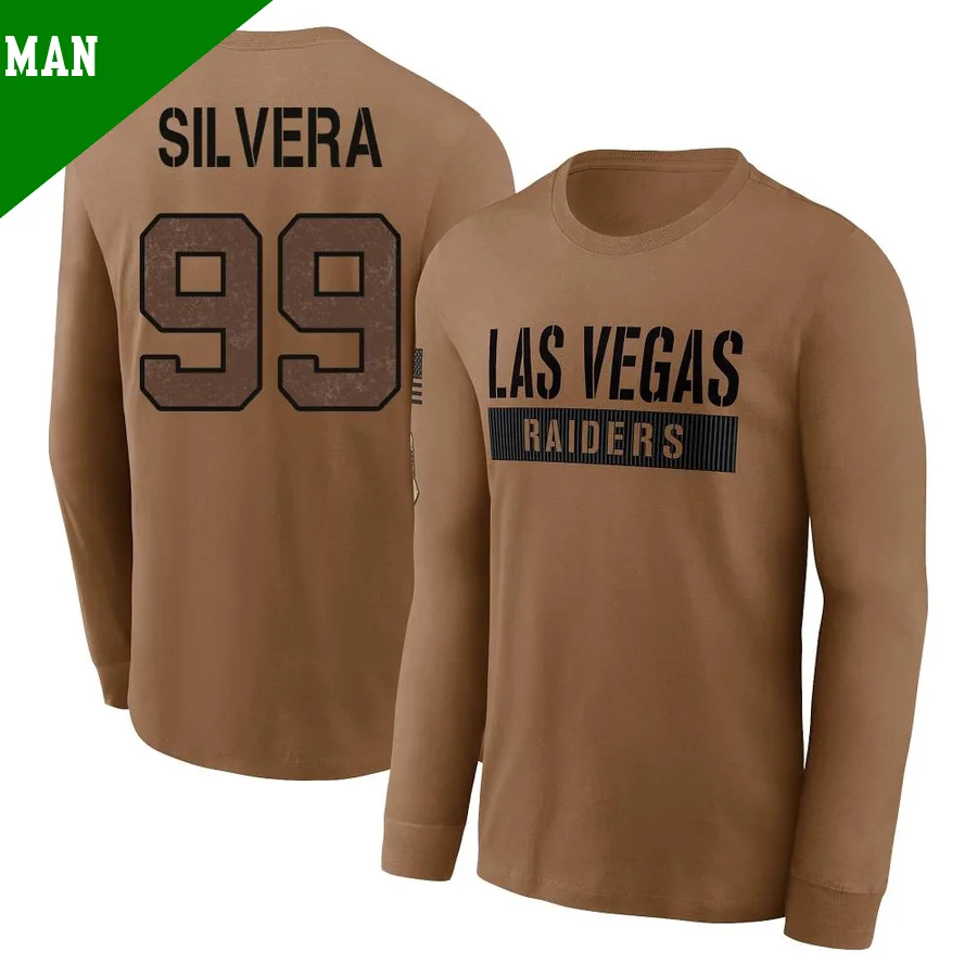 Men's ＃99 Nesta Jade Silvera Las Vegas Raiders Brown 2023 Salute To Service Long Sleeve T-Shirt