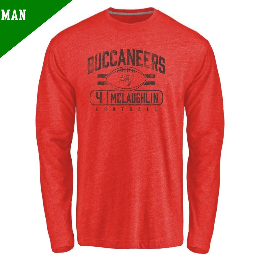 Men's Chase McLaughlin Tampa Bay Buccaneers Red ＃4 Flanker Long Sleeve T-Shirt