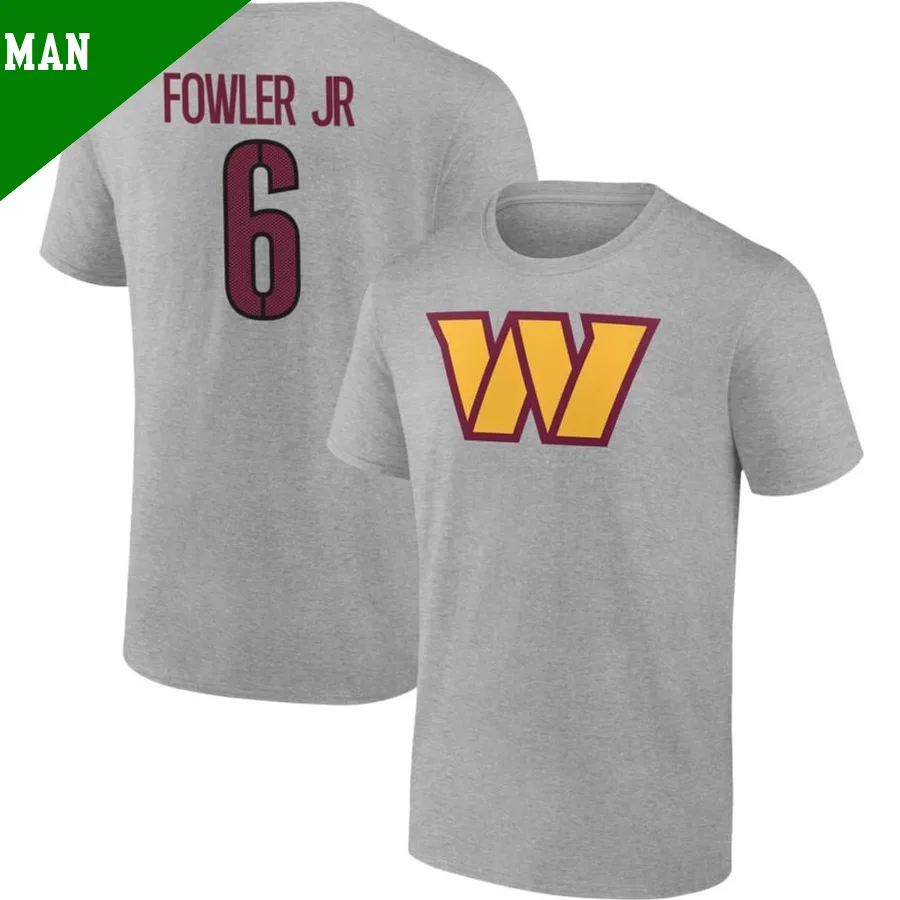 Men's Dante Fowler Jr. Washington Commanders Gray ＃6 Name & Number T-Shirt