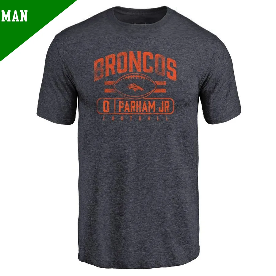 Men's Donald Parham Jr. Denver Broncos Navy ＃0 Flanker T-Shirt