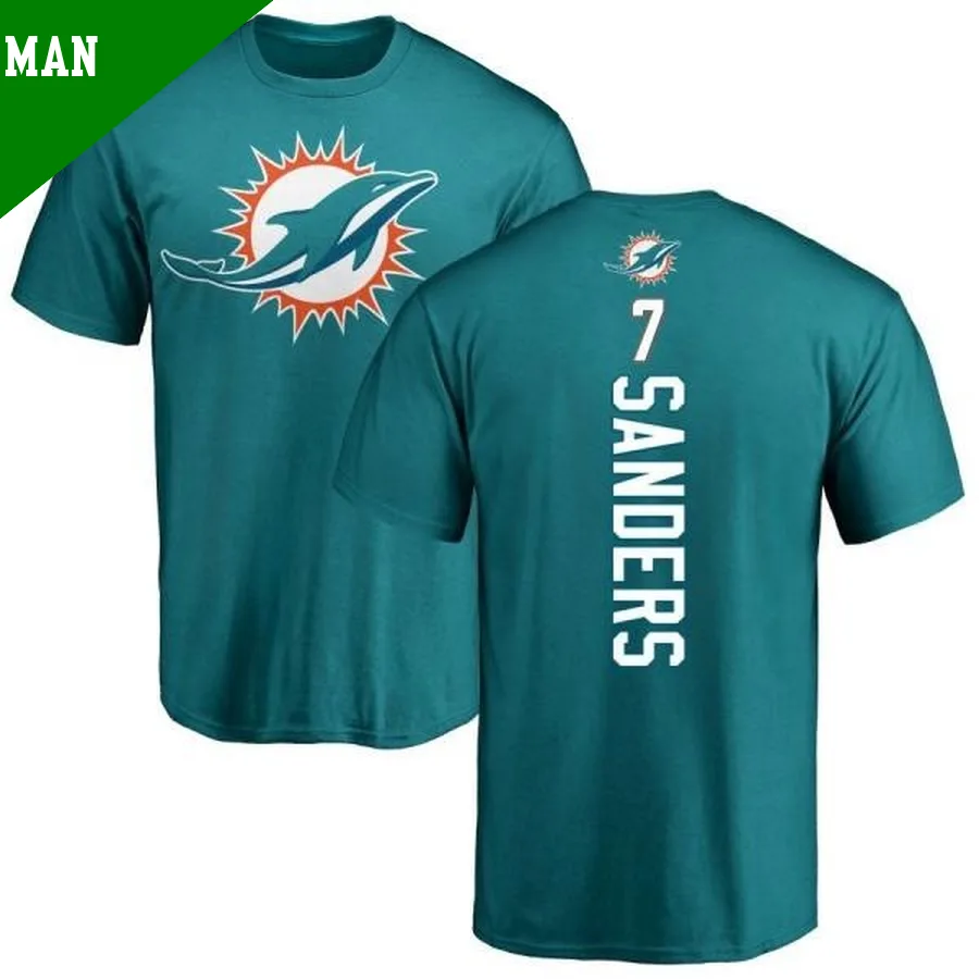 Men's Jason Sanders Miami Dolphins Aqua ＃7 Backer T-Shirt