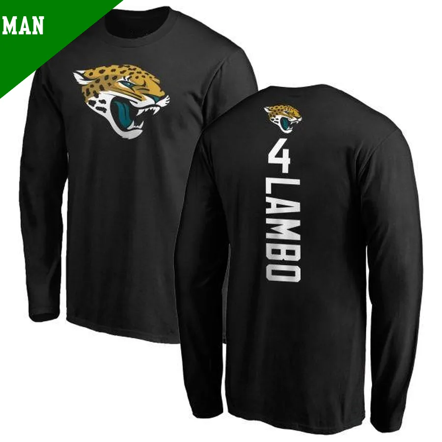 Men's Josh Lambo Jacksonville Jaguars Black ＃4 Backer Long Sleeve T-Shirt