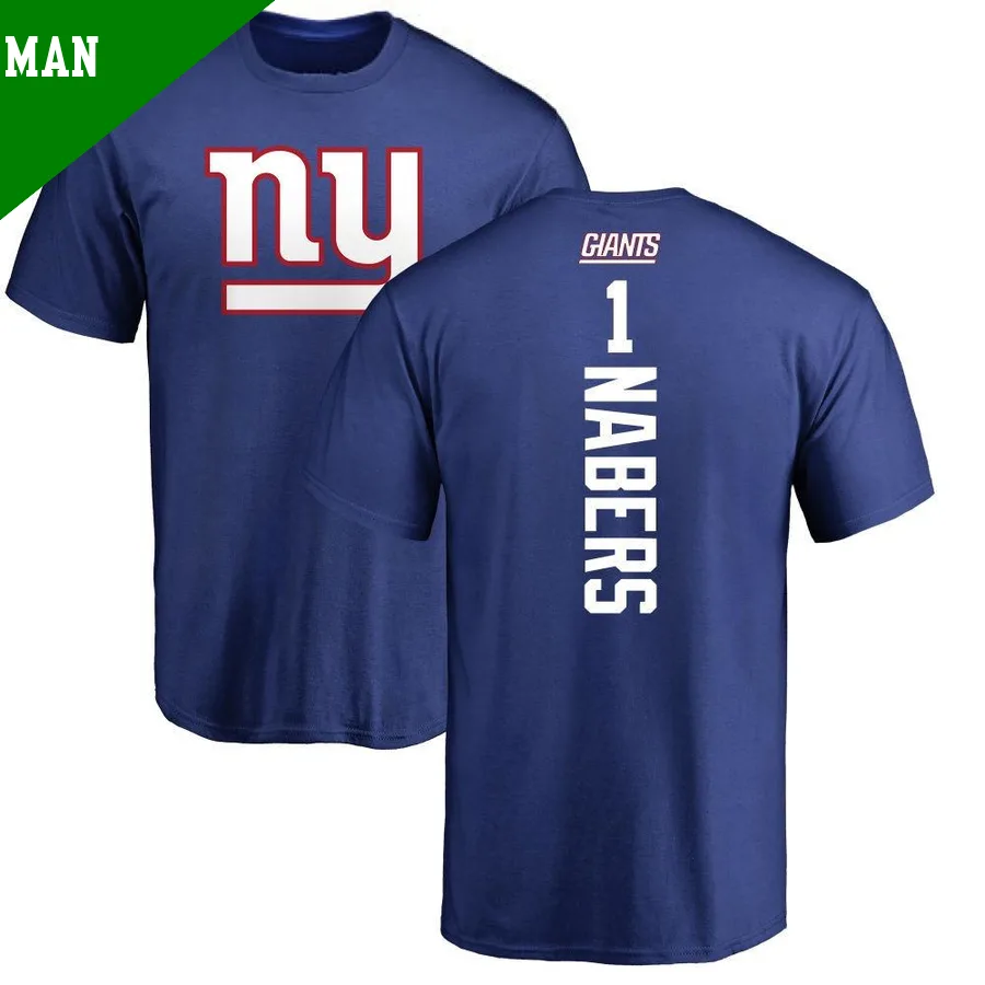 Men's Malik Nabers New York Giants Royal ＃1 Backer T-Shirt
