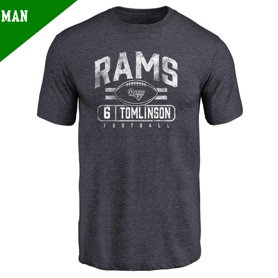 Men's Tre Tomlinson Los Angeles Rams Navy ＃6 Flanker T-Shirt